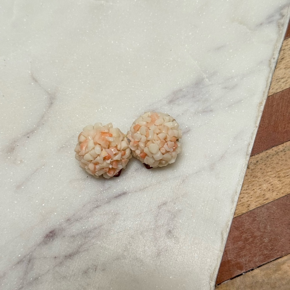 Vintage - Crushed Pastel Pink White Opal Earrings